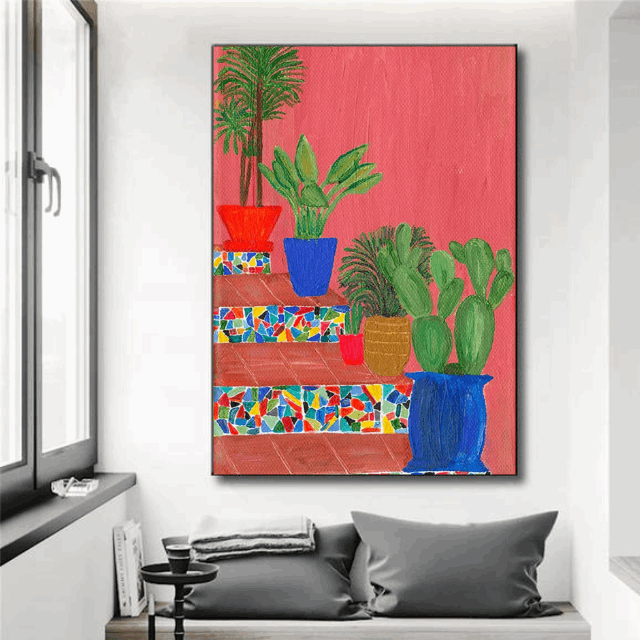 Tableau Abstrait Rose