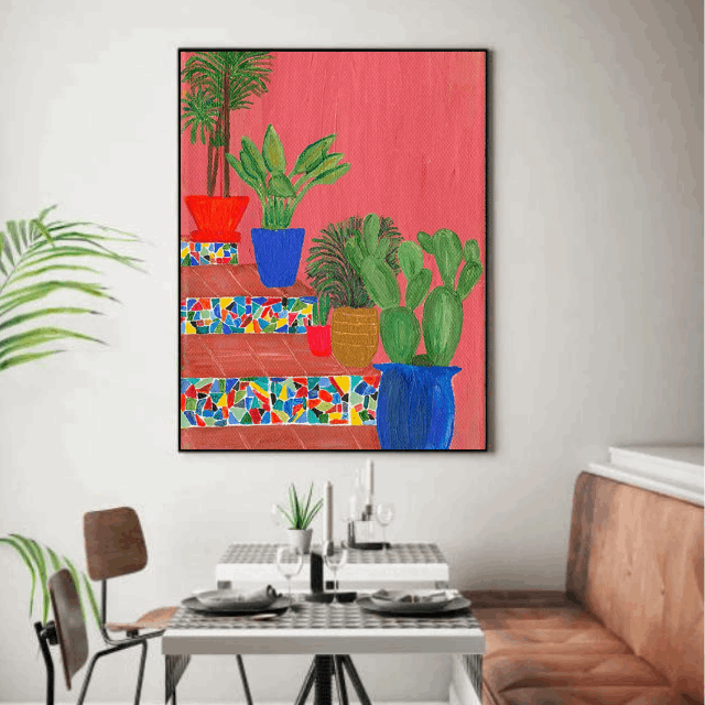 Tableau Abstrait Rose