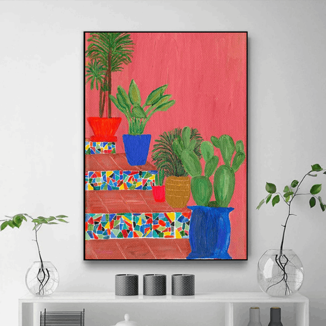 Tableau Abstrait Rose
