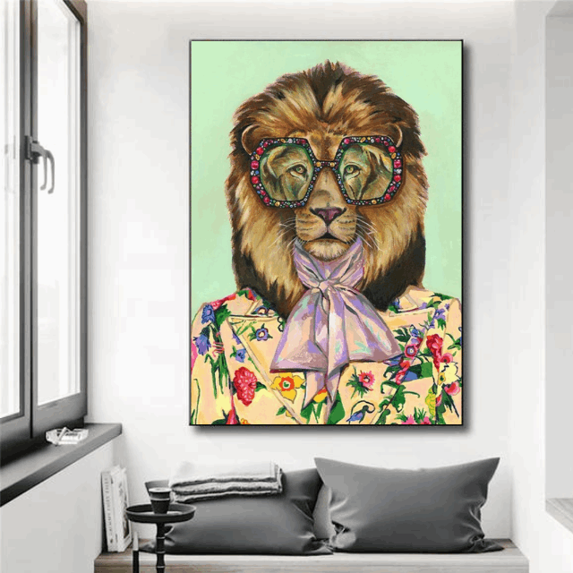 Tableau Lion Multicolore