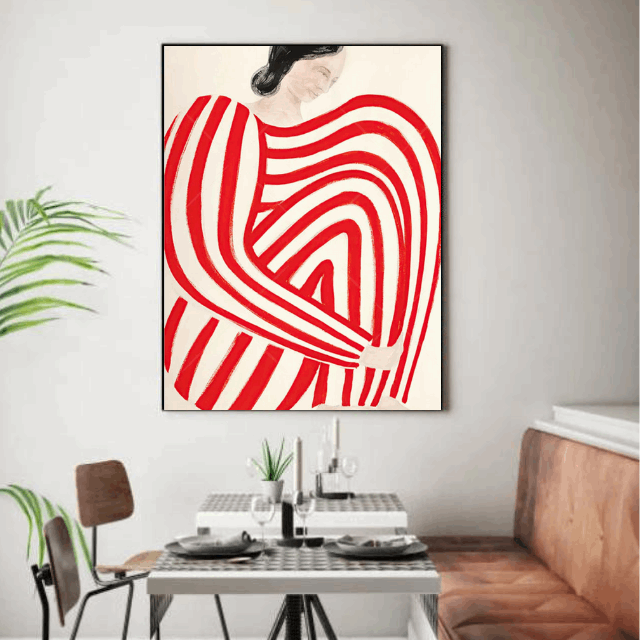 Tableau Abstrait blanc et rouge 