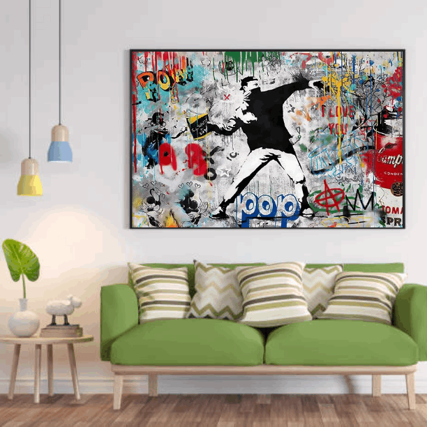 Tableau Banksy Graffiti homme