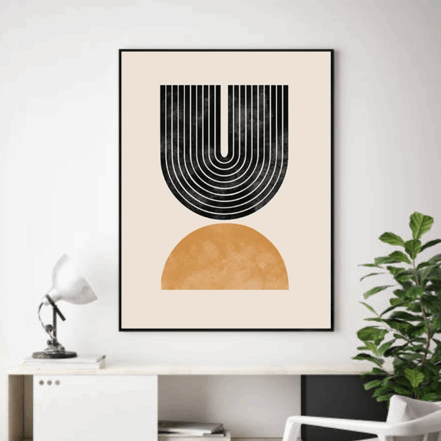 Tableau Beige et Noir Minimaliste