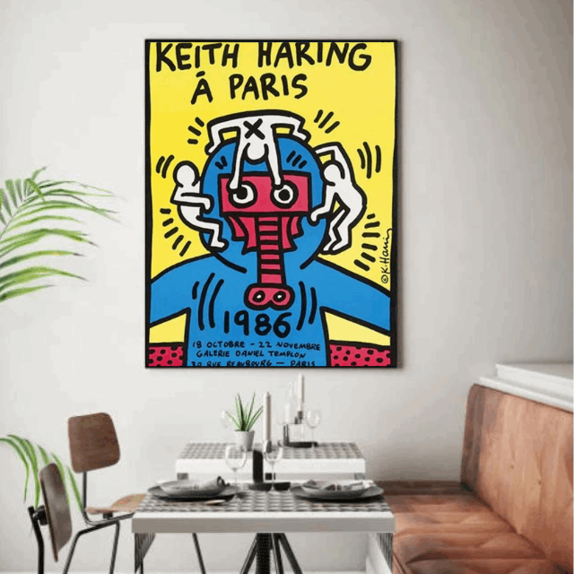 Tableau Bleu Keith Haring 