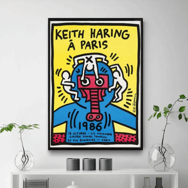 Tableau Keith Haring Bleu