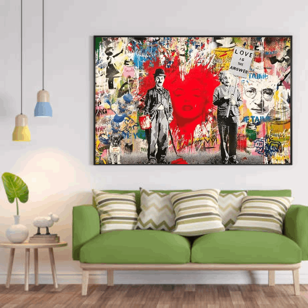 Tableau Charlie Chaplin Coloré