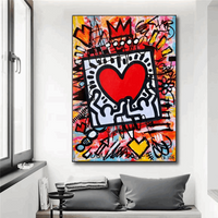 Tableau Keith Haring Coeur Rouge
