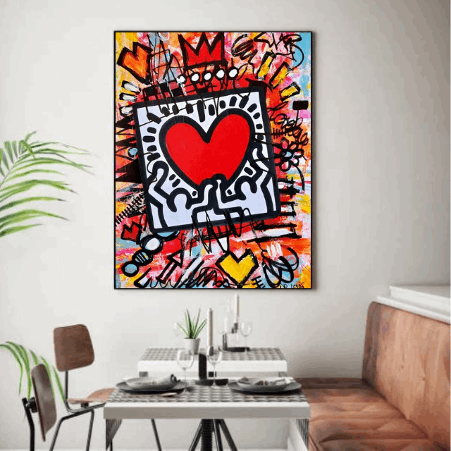 Tableau Keith Haring Coeur