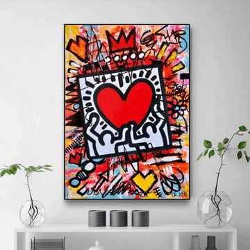 Tableau Coeur Rouge  Keith Haring