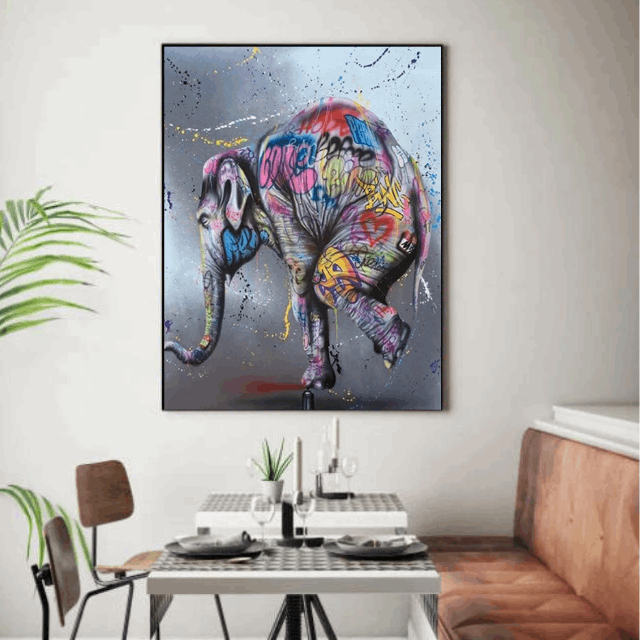 Tableau Elephant coloré