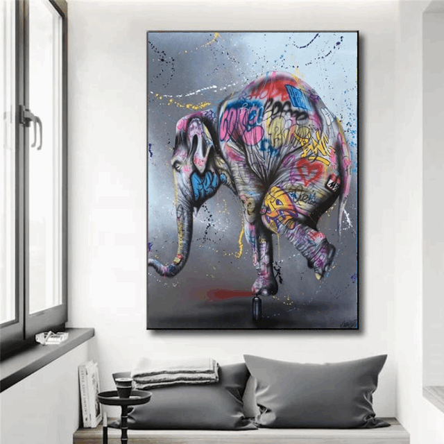 Tableau Street Art Elephant 