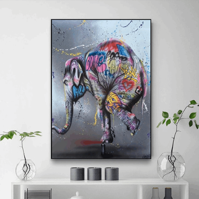 Tableau Elephant coloré