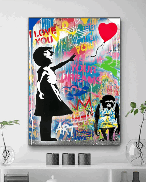 Tableau Fille Ballon Street Art