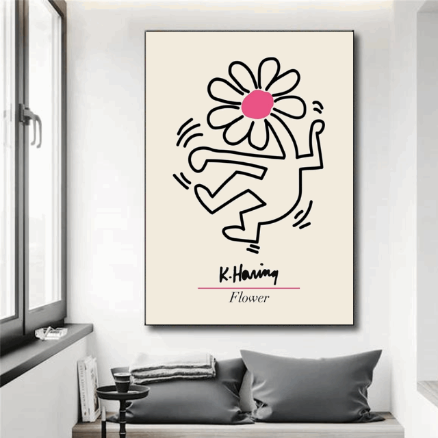 Tableau Fleurs Keith Haring