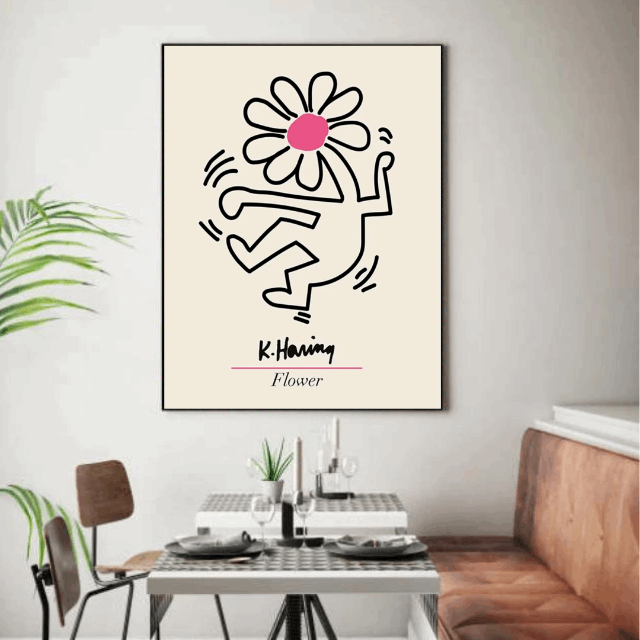 Tableau Fleurs Keith Haring