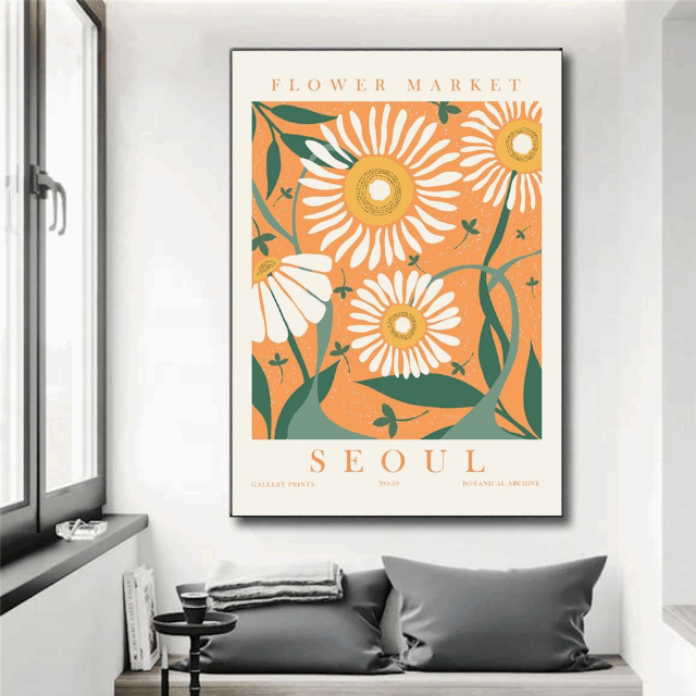 Tableau Fleurs Orange