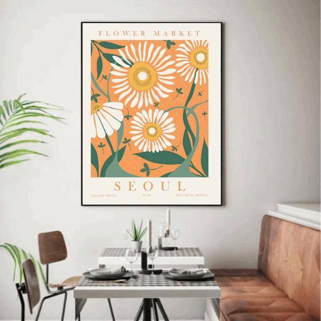 Tableau Fleurs Orange