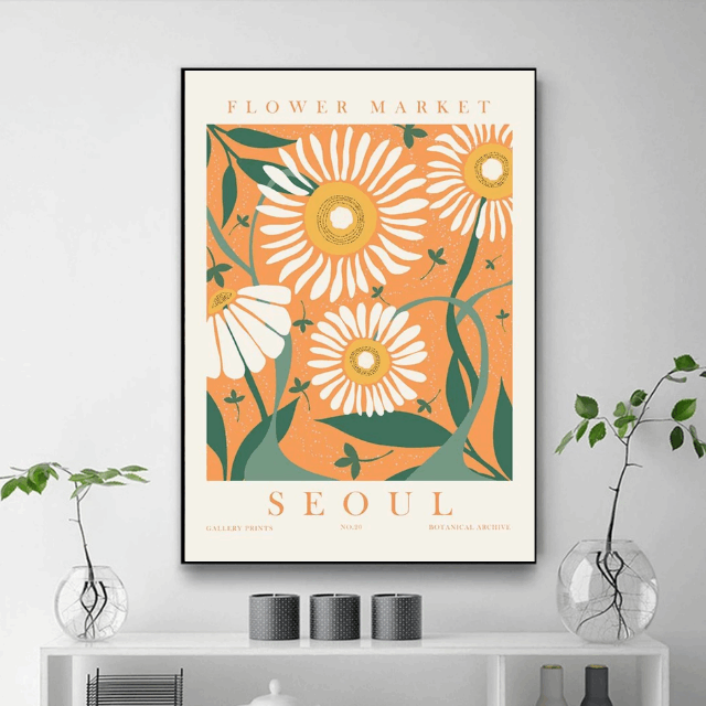 Tableau Fleurs Orange