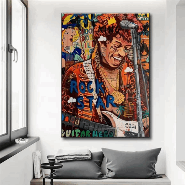 Peinture Jimmy Hendrix Rock