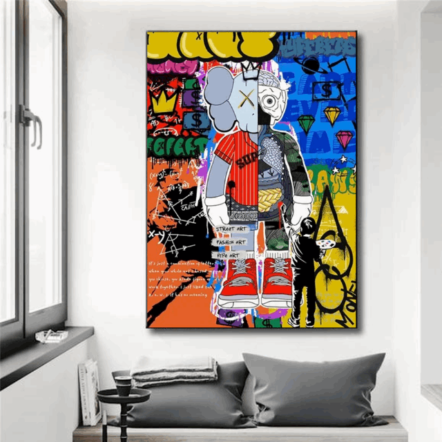 Tableau Kaws Coloré