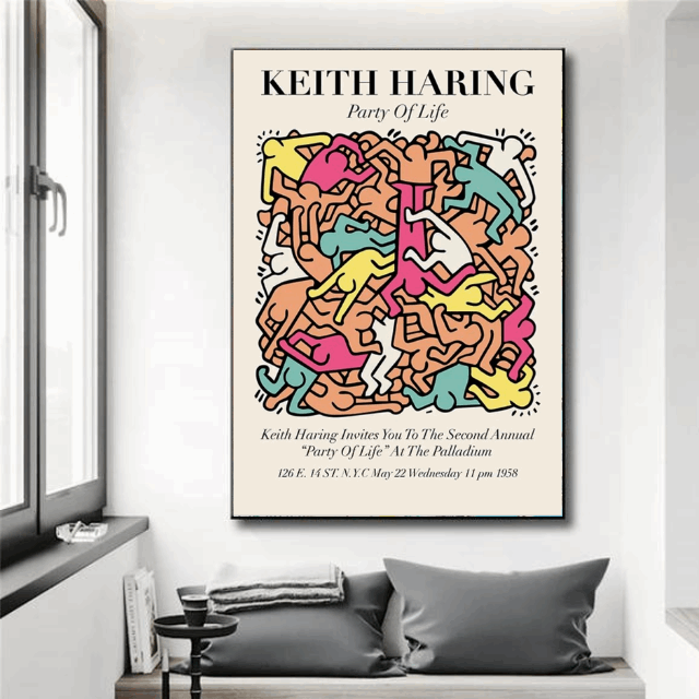 Tableau Keith Haring Multicolore