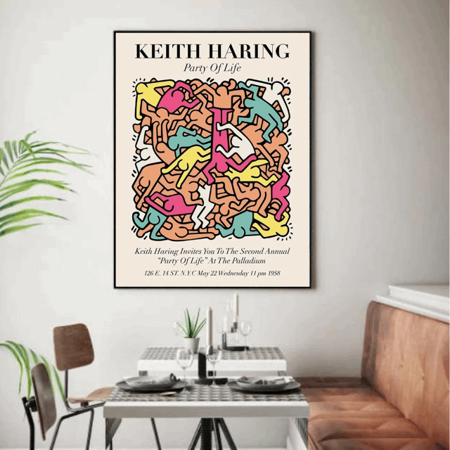 Tableau Keith Haring Multicolore