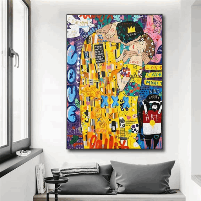 Tableau Gustave Klimt Le Baiser Couleur
