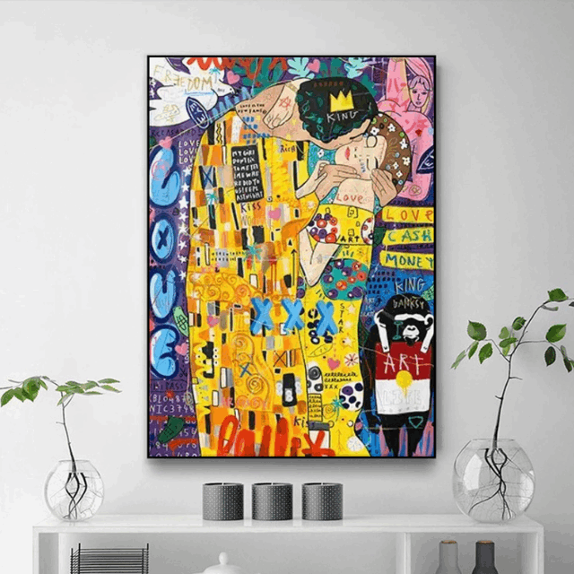 Tableau Gustave Klimt Le Baiser Couleur
