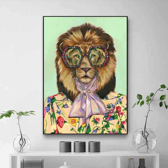 Tableau Lion Multicolore 