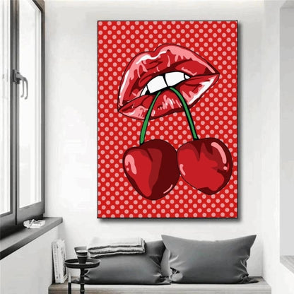 tableau pop art bouche rouge