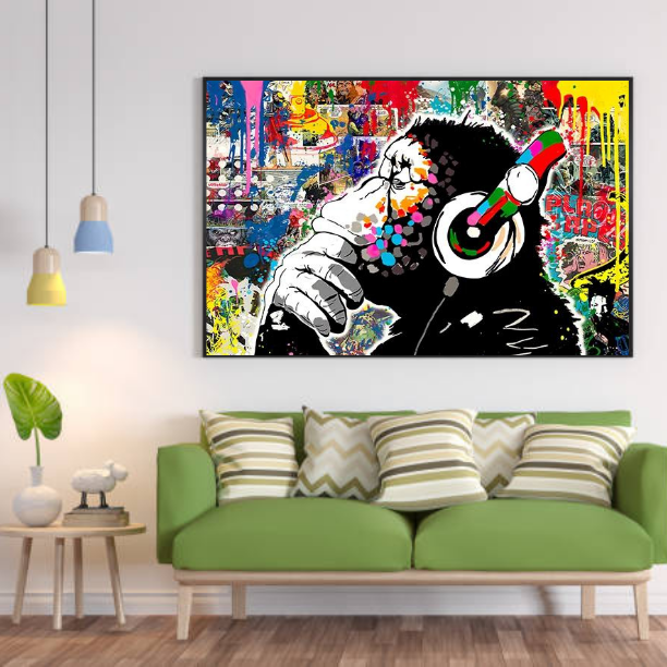 Tableau Singe Graffiti Coloré