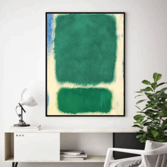 Tableau Abstrait Vert et Blanc