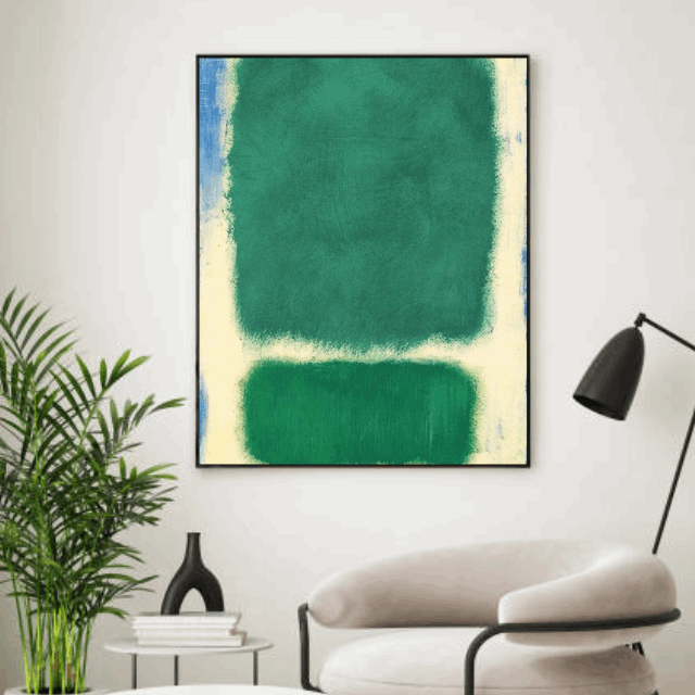 Tableau Abstrait Vert et Blanc