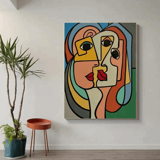 Tableau Abstrait Visage Coloré